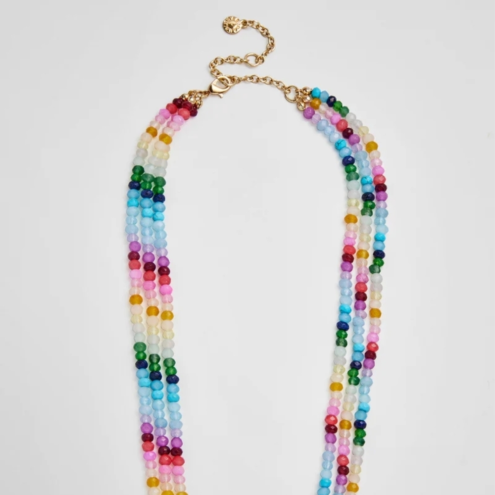 BaubleBar Multicolor Beaded Layered Necklace with Gold Chain